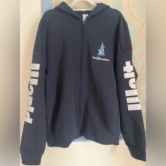 2025 Walt Disney World Sorcerer Mickey Zip Hoodie Sweatshirt Navy - Picture 2 of 3